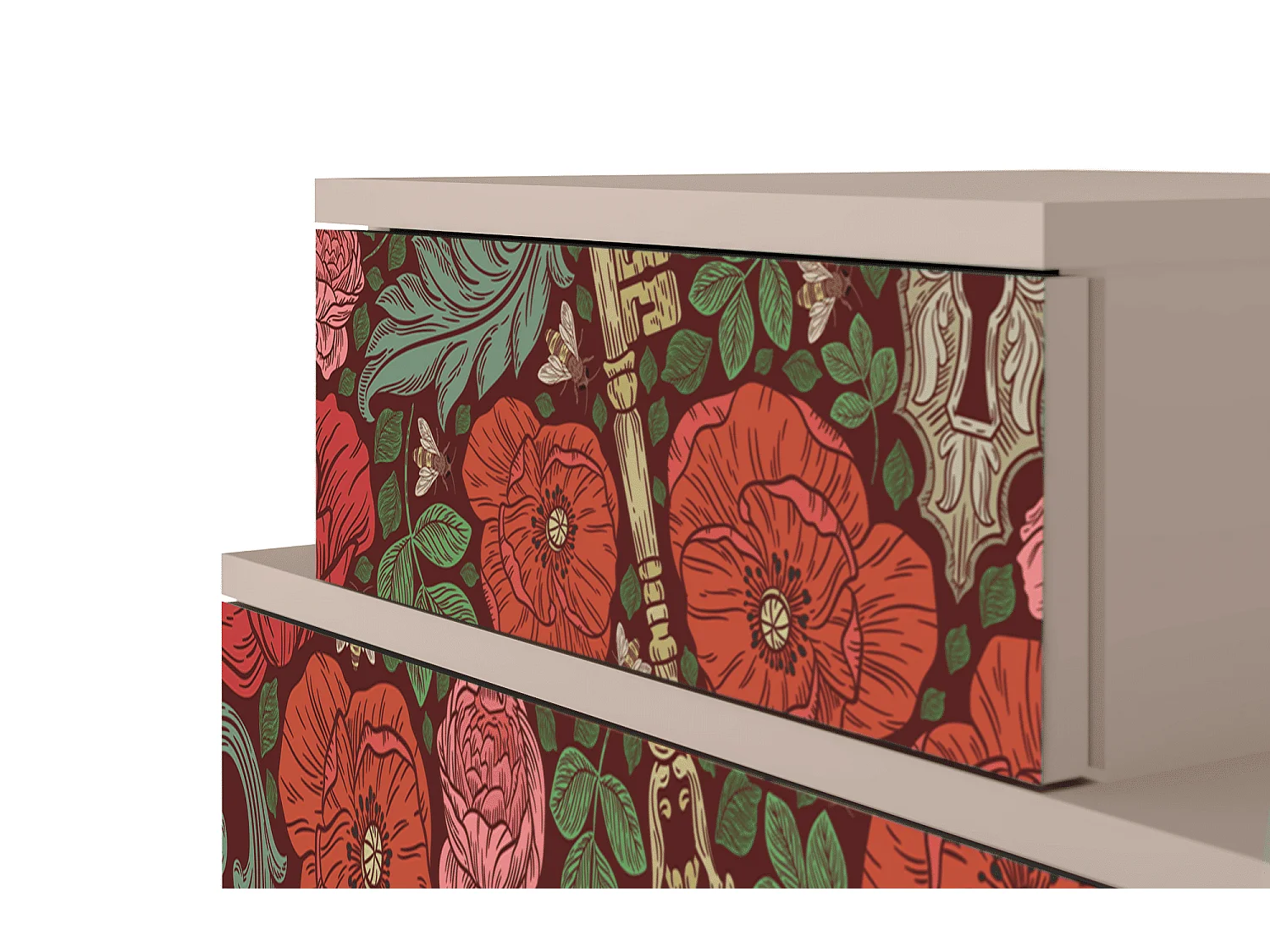 Table de nuit - 58х58х41 cm - NS1 - Poppy Garden, Latte