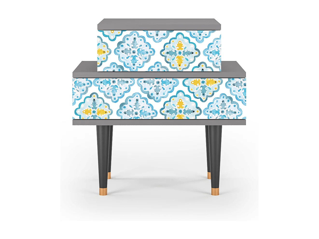 Stolik nocny - 58х58х41 cm - NS1 - Portugese tiles, Szary