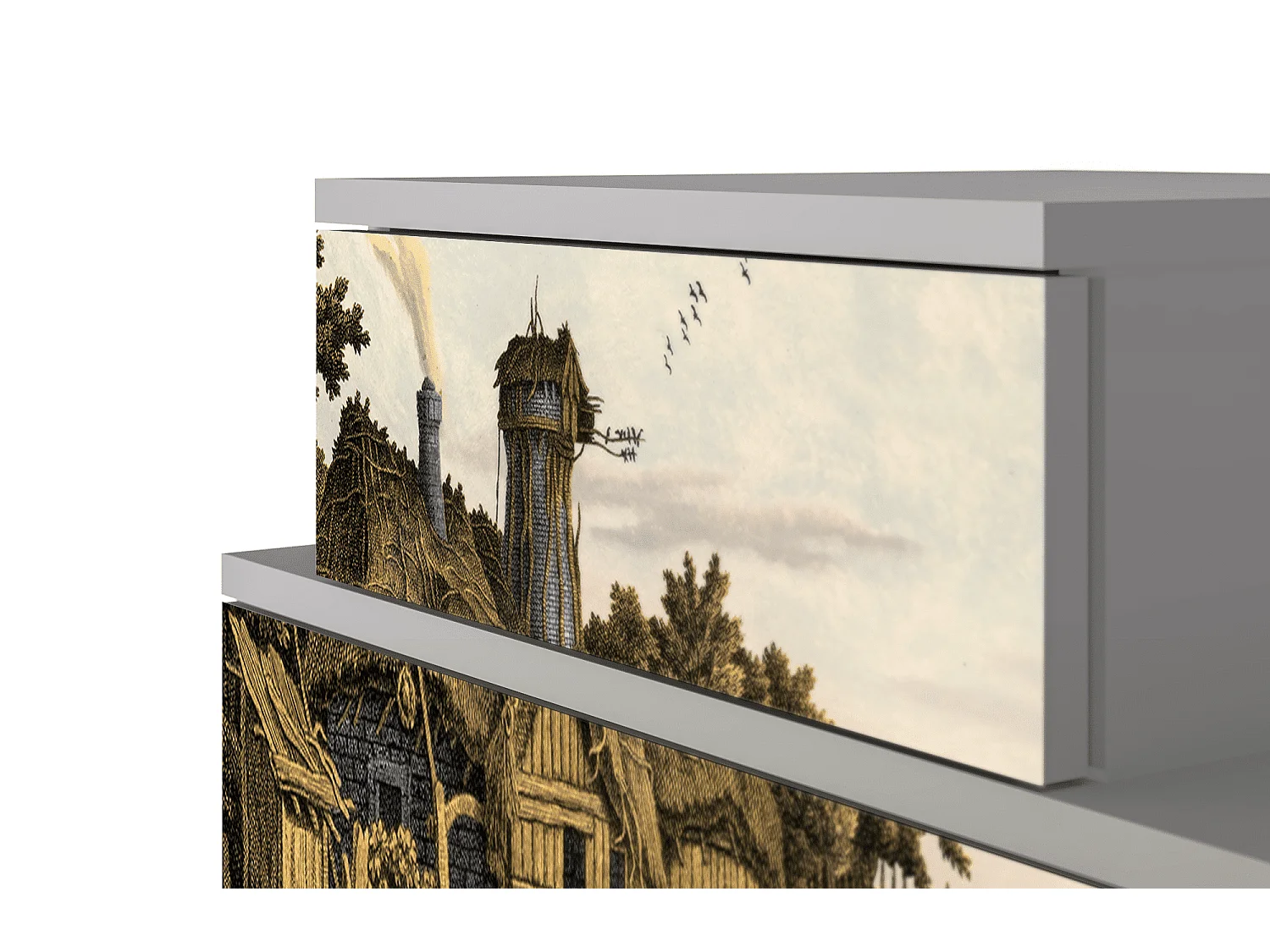 Table de nuit - 58х58х41 cm - NS1 - Mill along a River, Gris