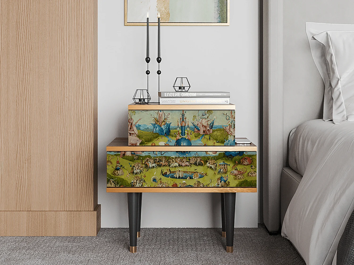 Stolik nocny - 58х58х41 cm - NS1 - The Garden 2 by Bosch, Orzech