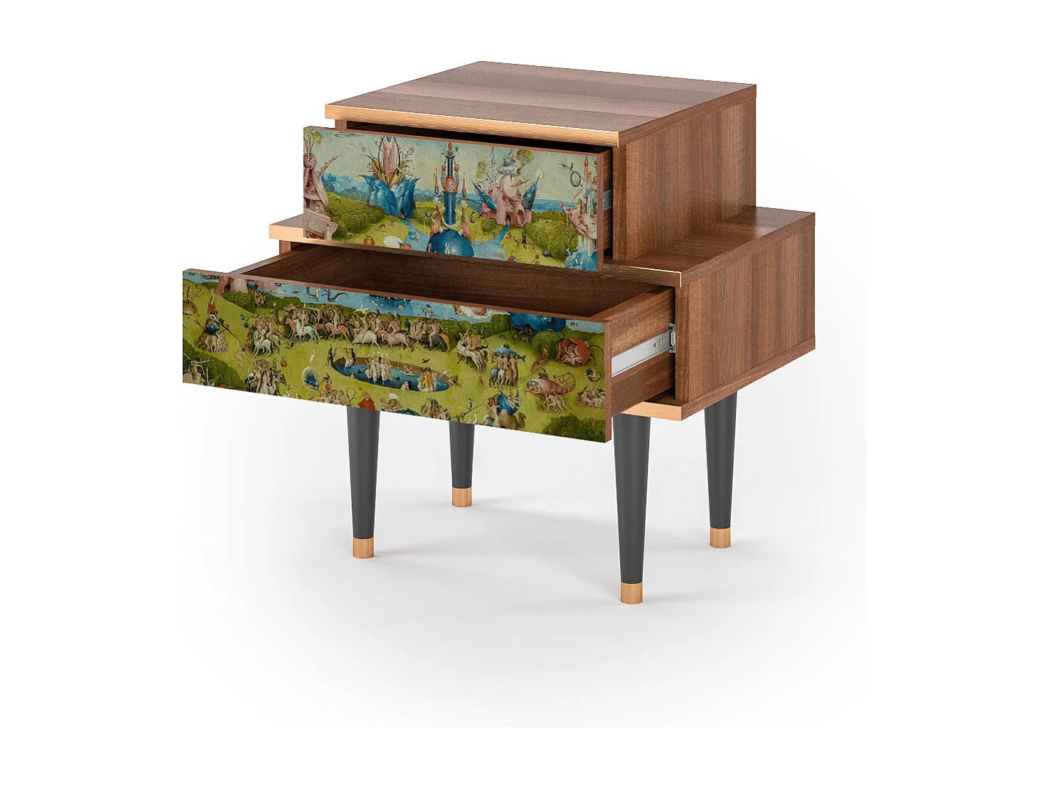 Stolik nocny - 58х58х41 cm - NS1 - The Garden 2 by Bosch, Orzech