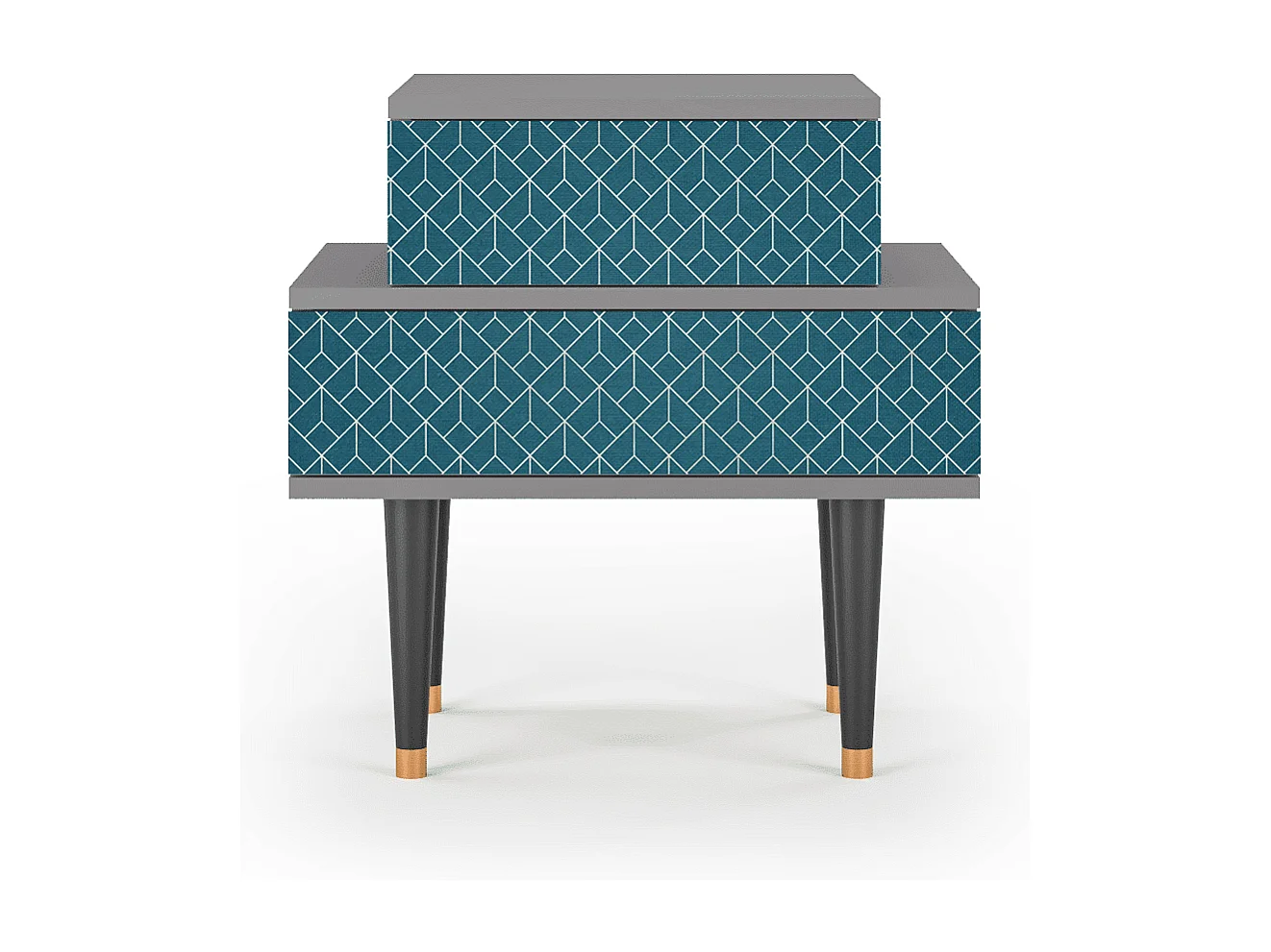 Stolik nocny - 58х58х41 cm - NS1 - Turquoise Geometry, Szary