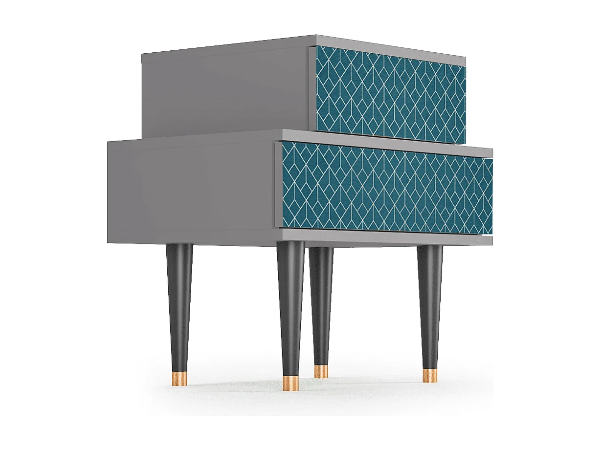Stolik nocny - 58х58х41 cm - NS1 - Turquoise Geometry, Szary