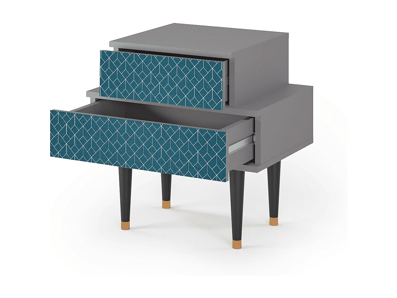 Stolik nocny - 58х58х41 cm - NS1 - Turquoise Geometry, Szary