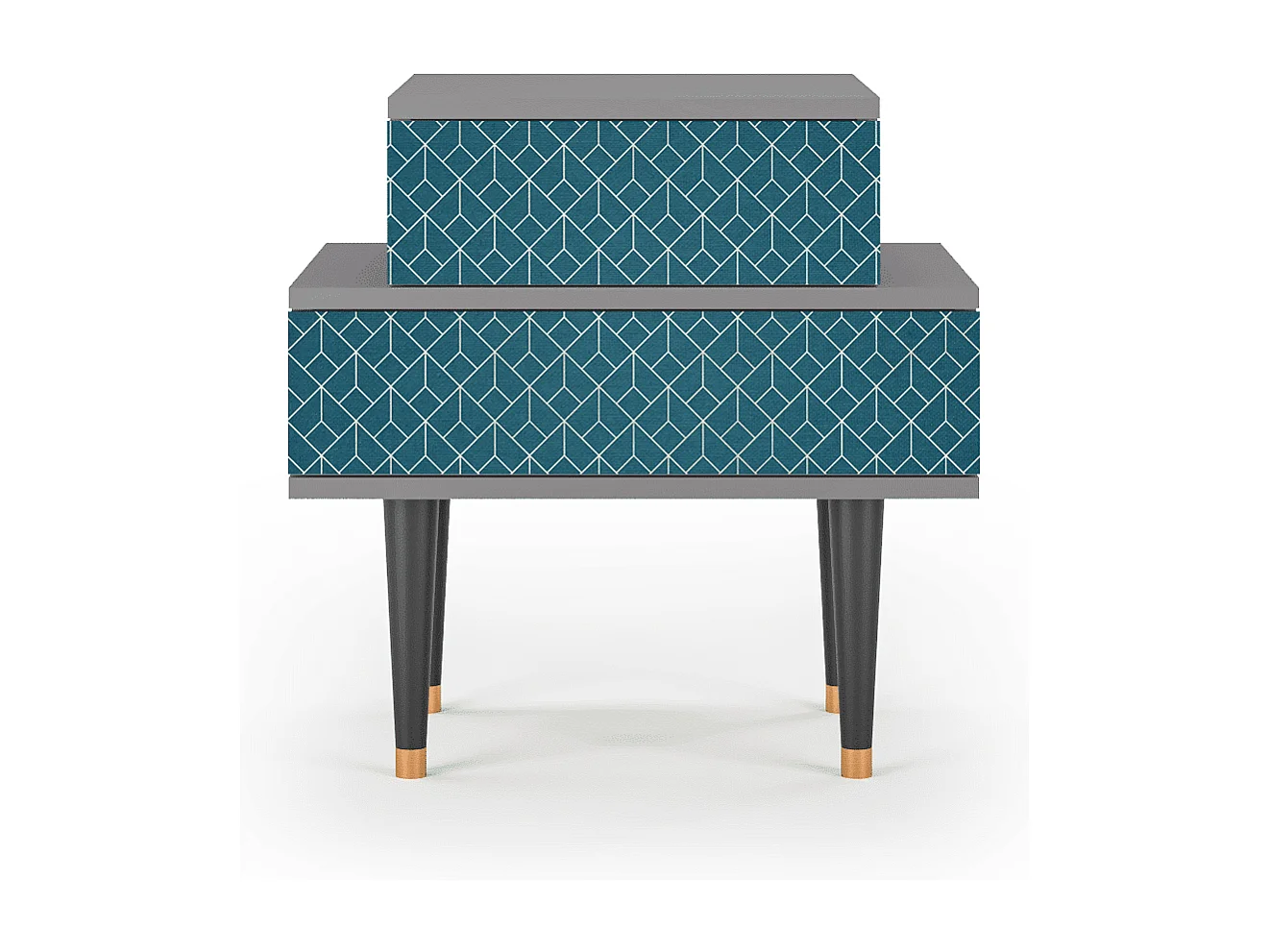 Stolik nocny - 58х58х41 cm - NS1 - Turquoise Geometry, Szary