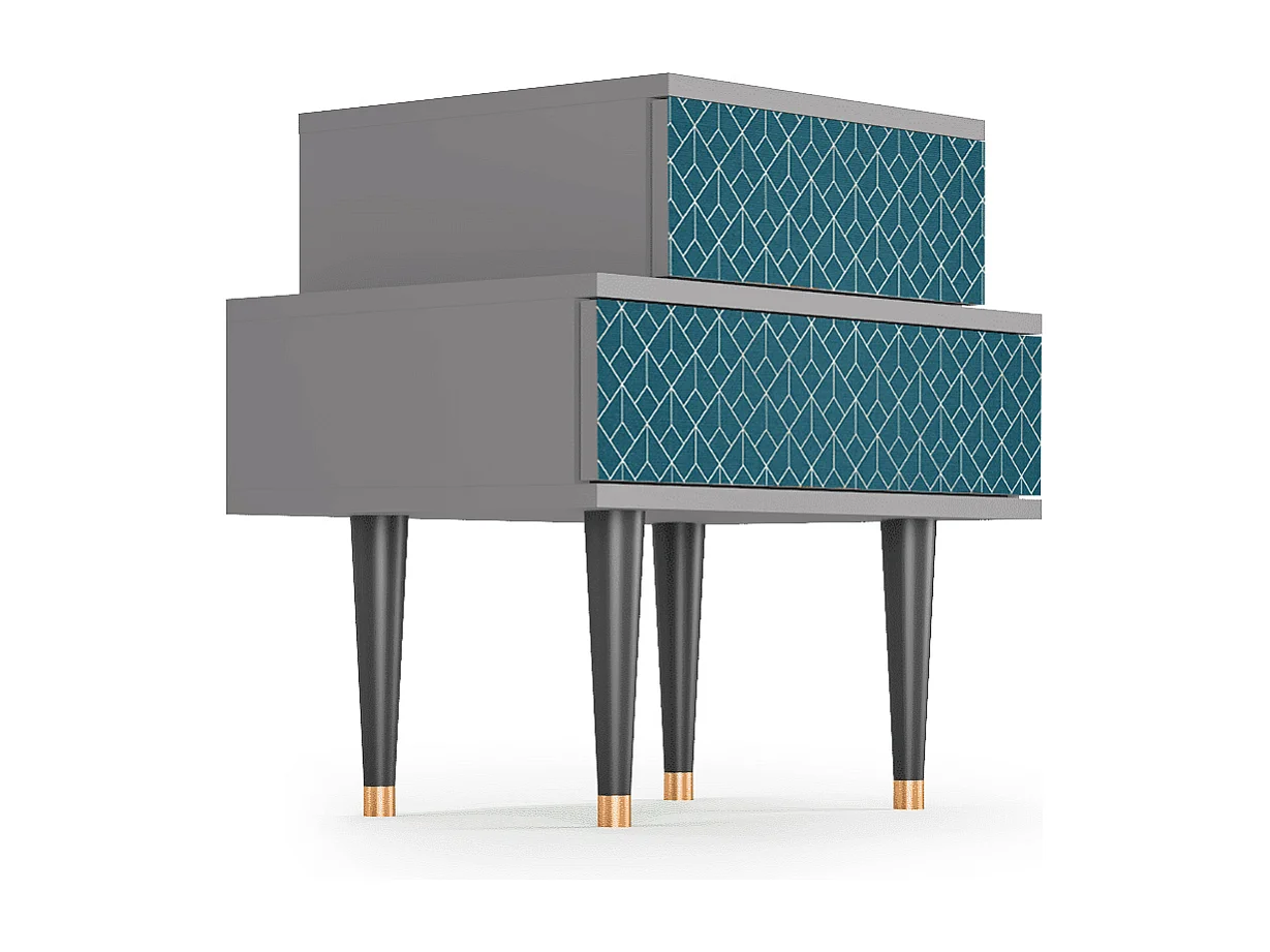 Stolik nocny - 58х58х41 cm - NS1 - Turquoise Geometry, Szary