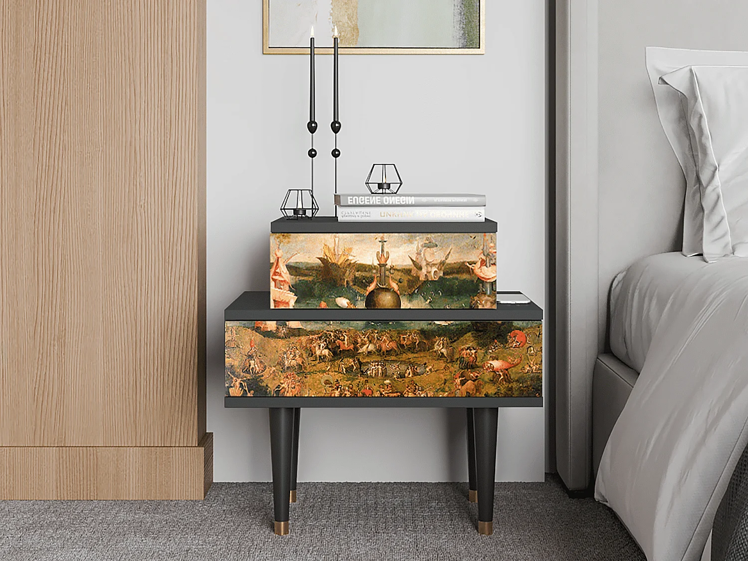 Stolik nocny - 58х58х41 cm - NS1 - Garden of Delights , Antracyt