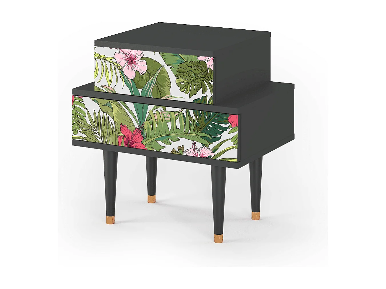 Stolik nocny - 58х58х41 cm - NS1 - Verdant Tropics, Antracyt