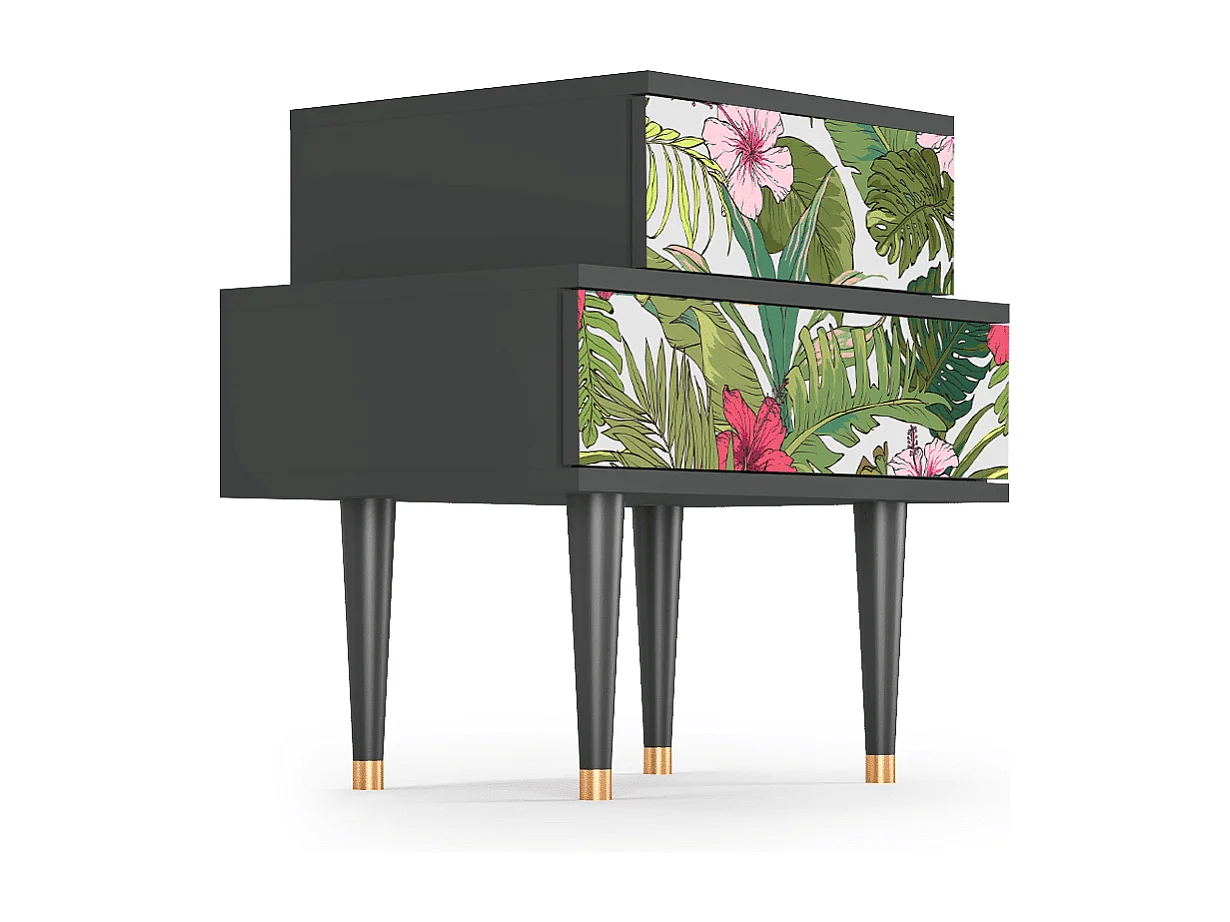 Stolik nocny - 58х58х41 cm - NS1 - Verdant Tropics, Antracyt