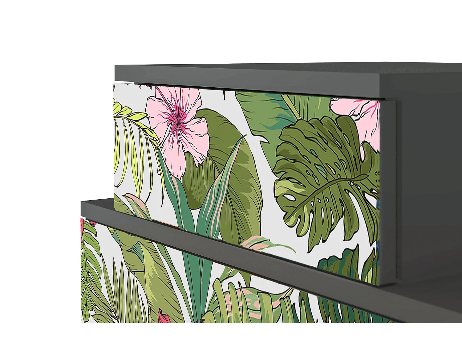 Stolik nocny - 58х58х41 cm - NS1 - Verdant Tropics, Antracyt