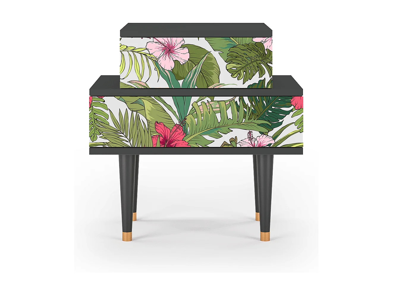 Table de nuit - 58х58х41 cm - NS1 - Verdant Tropics, Anthracite