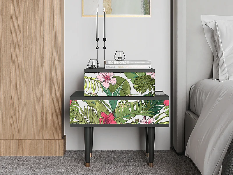 Table de nuit - 58х58х41 cm - NS1 - Verdant Tropics, Anthracite