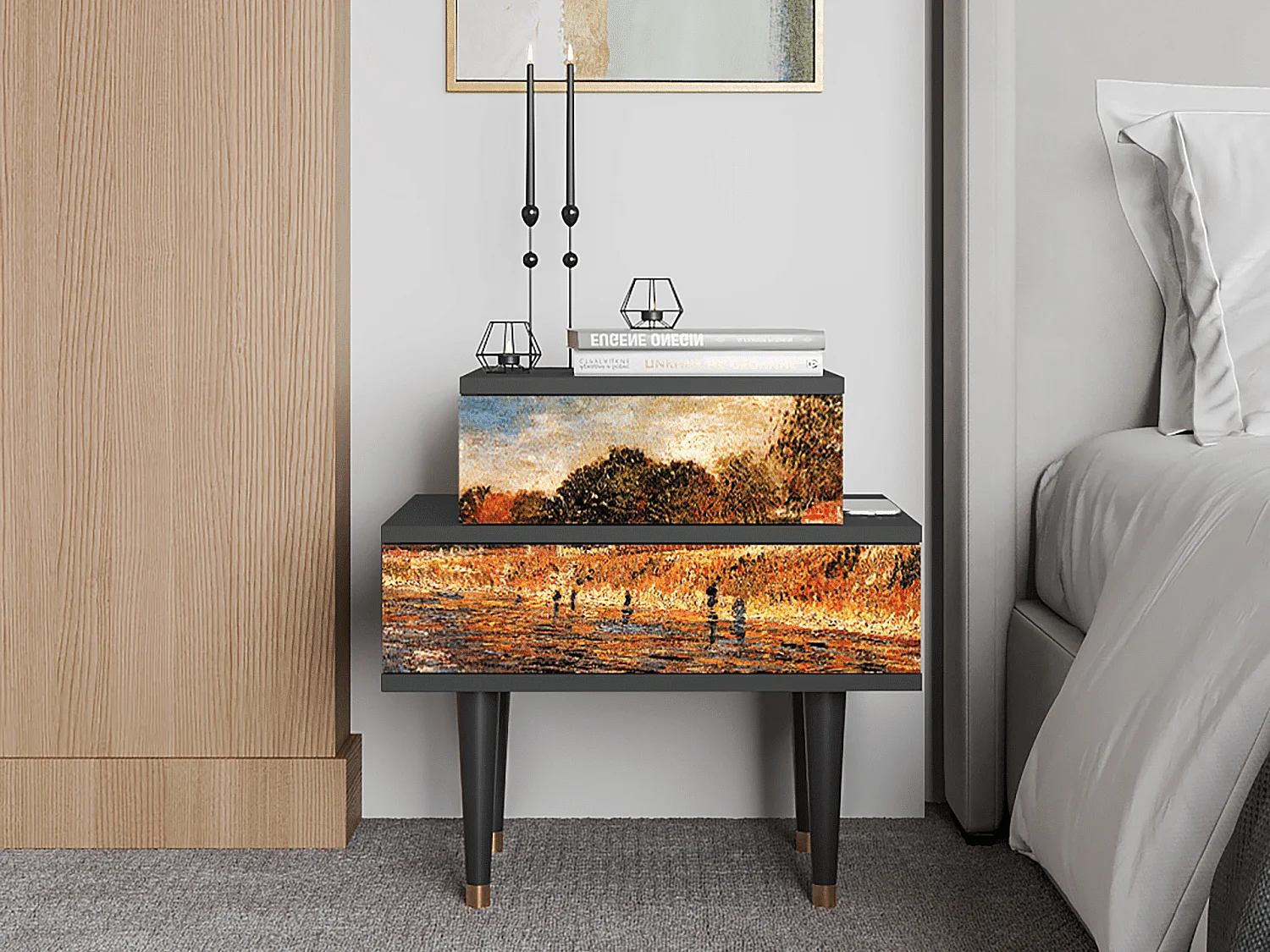 Table de nuit - 58х58х41 cm - NS1 - The Banks, Anthracite