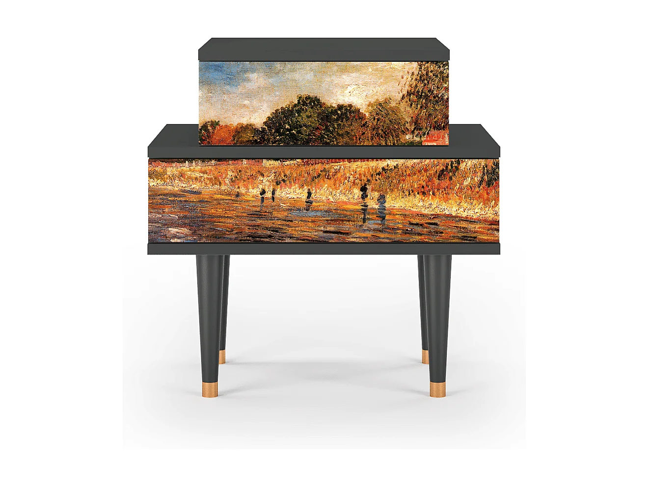 Table de nuit - 58х58х41 cm - NS1 - The Banks, Anthracite