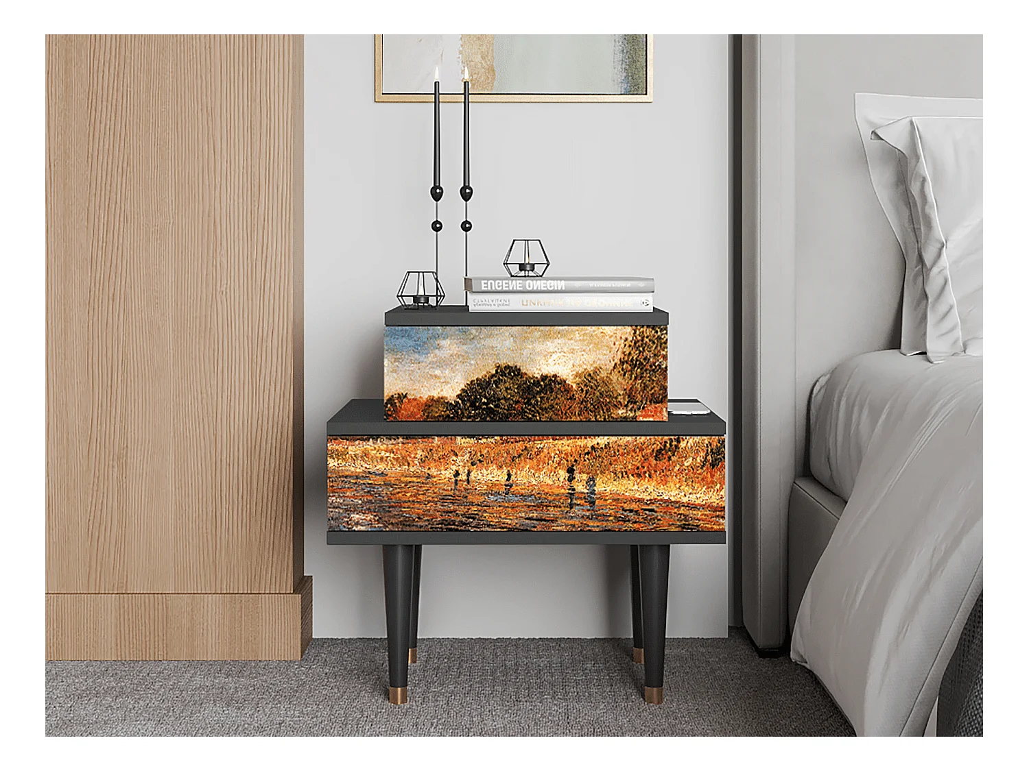 Table de nuit - 58х58х41 cm - NS1 - The Banks, Anthracite