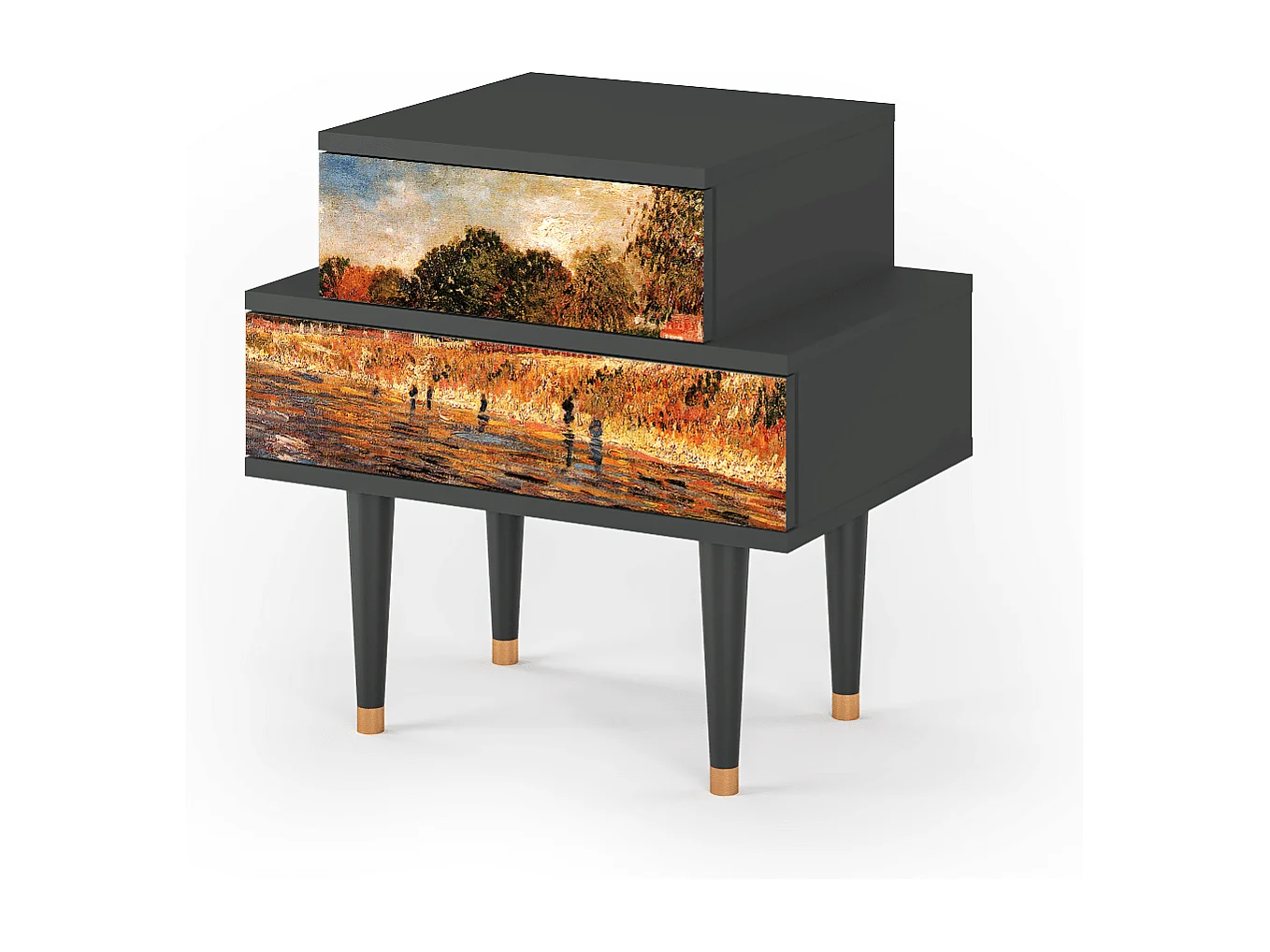 Stolik nocny - 58х58х41 cm - NS1 - The Banks, Antracyt