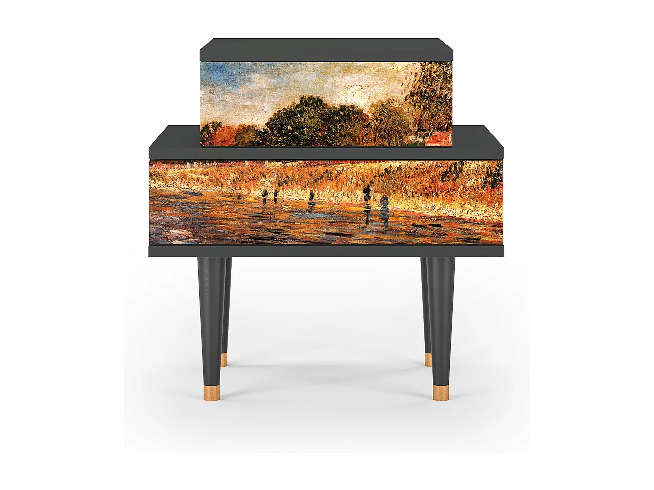 Stolik nocny - 58х58х41 cm - NS1 - The Banks, Antracyt