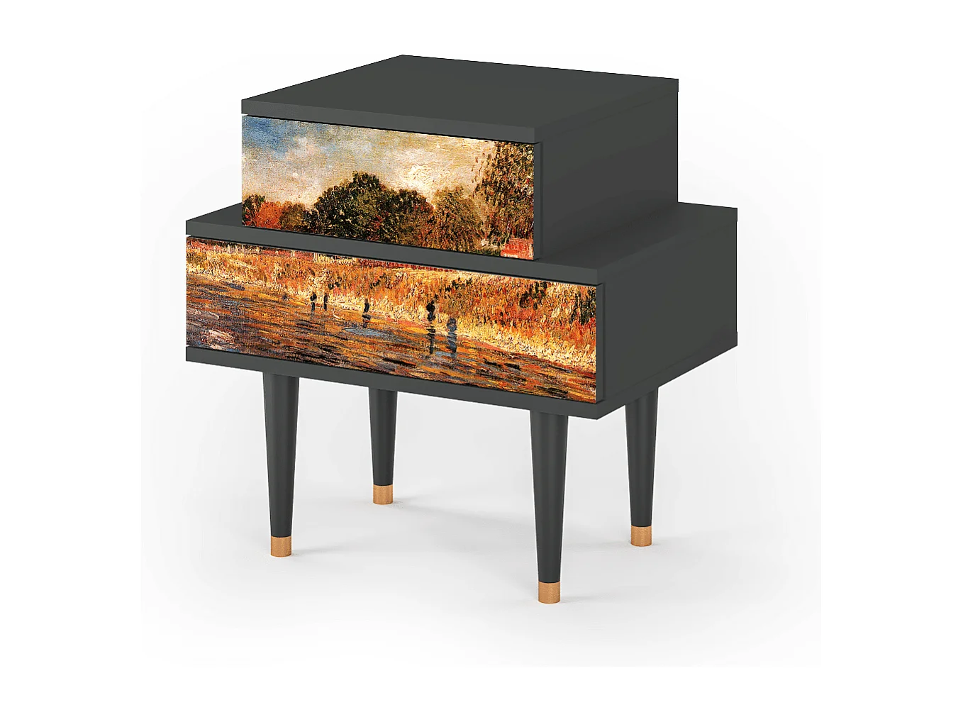 Stolik nocny - 58х58х41 cm - NS1 - The Banks, Antracyt