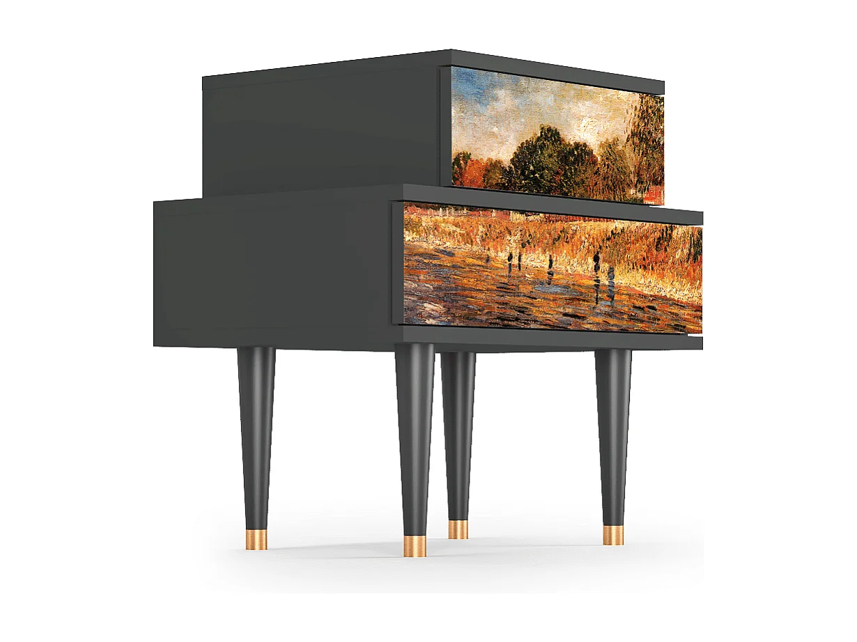 Stolik nocny - 58х58х41 cm - NS1 - The Banks, Antracyt