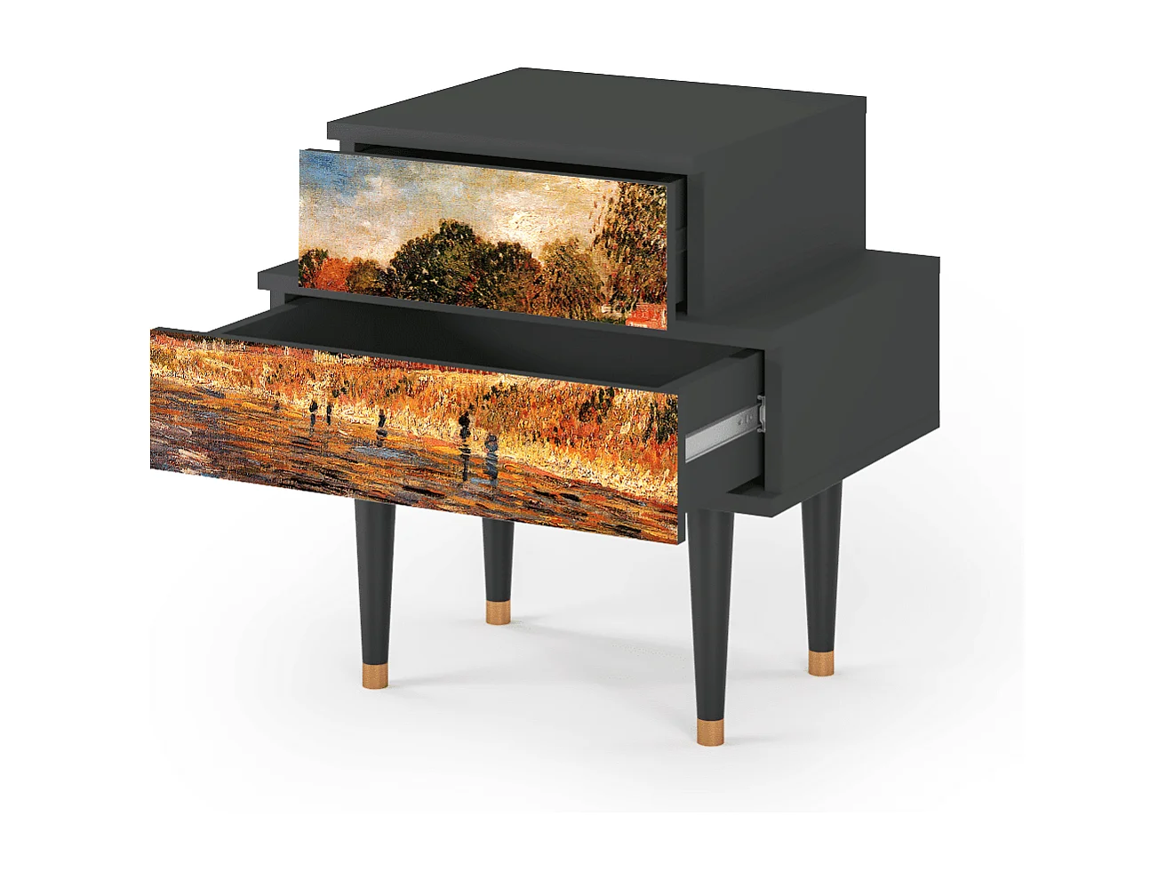 Stolik nocny - 58х58х41 cm - NS1 - The Banks, Antracyt