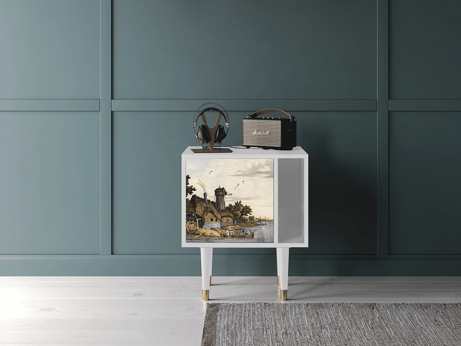 Comodino - 57х69х48 cm - S2 - Mill along a River, Bianco