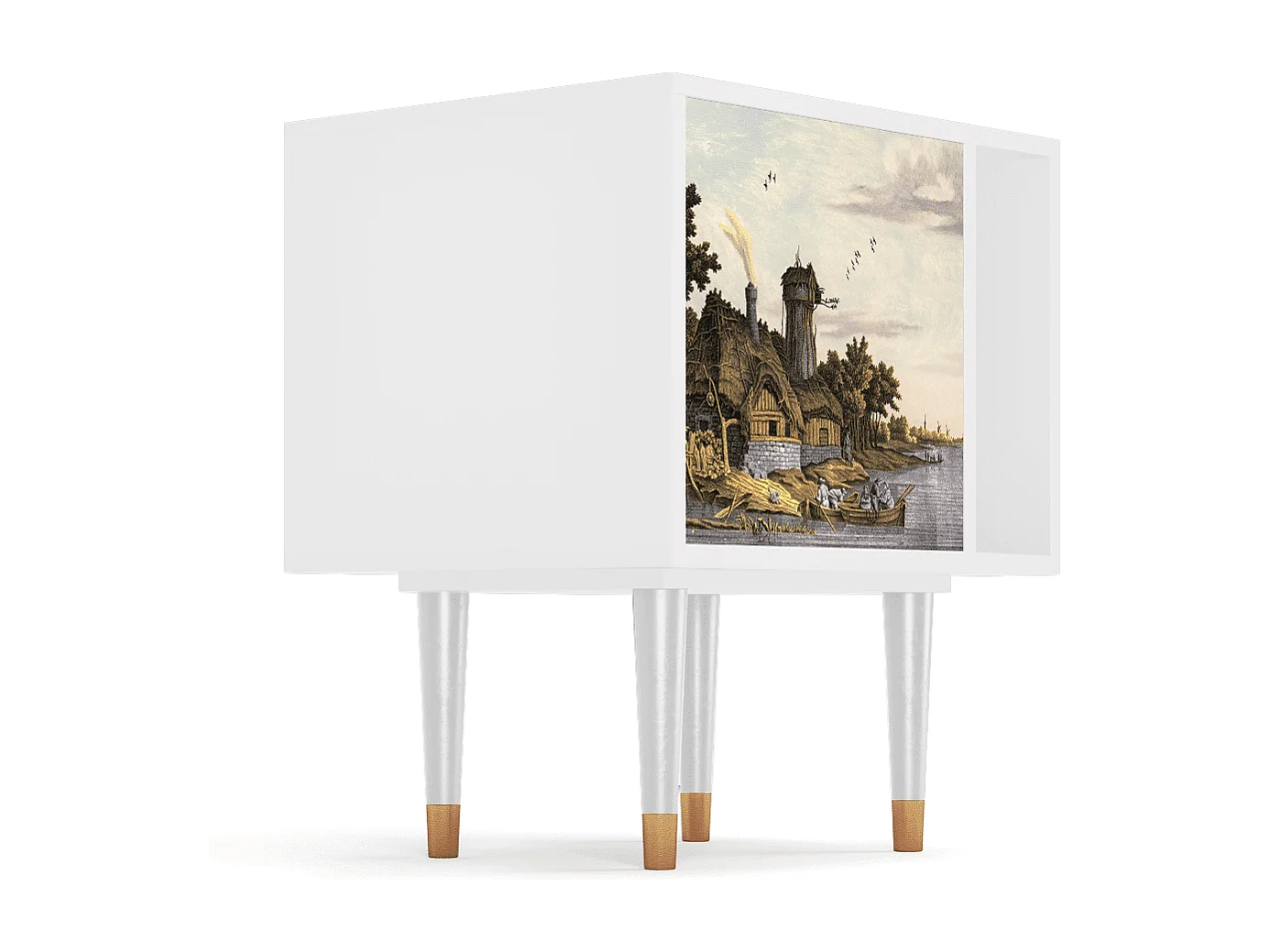 Comodino - 57х69х48 cm - S2 - Mill along a River, Bianco