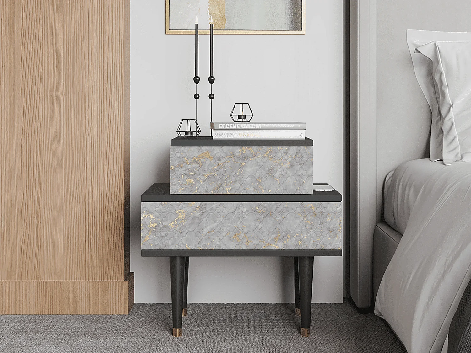 Stolik nocny - 58х58х41 cm - NS1 - Mariana Trench, Antracyt