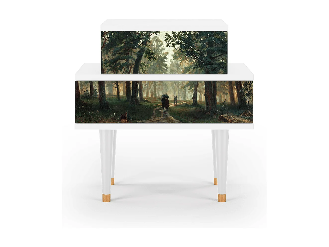 Criado-mudo - 58х58х41 cm - NS1 -  Rain in the Oak Forest, Branco