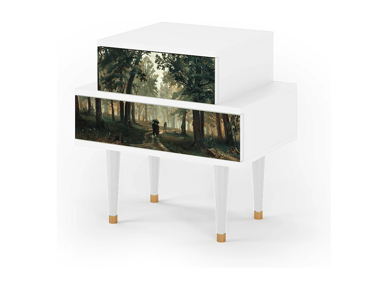 Criado-mudo - 58х58х41 cm - NS1 -  Rain in the Oak Forest, Branco