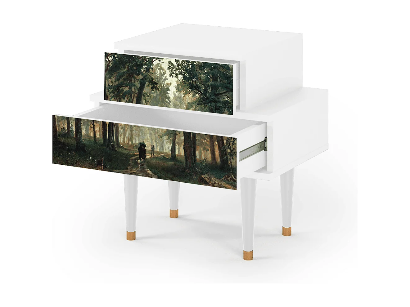 Criado-mudo - 58х58х41 cm - NS1 -  Rain in the Oak Forest, Branco