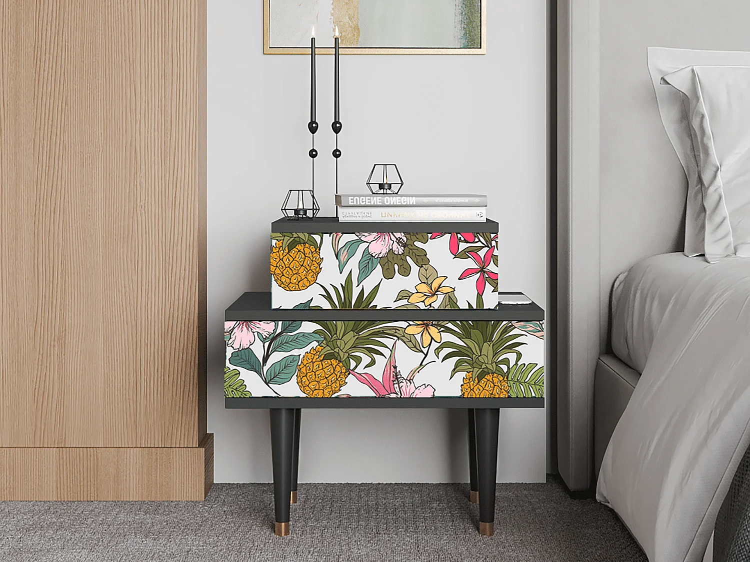 Table de nuit - 58х58х41 cm - NS1 - Estival Fruit, Anthracite