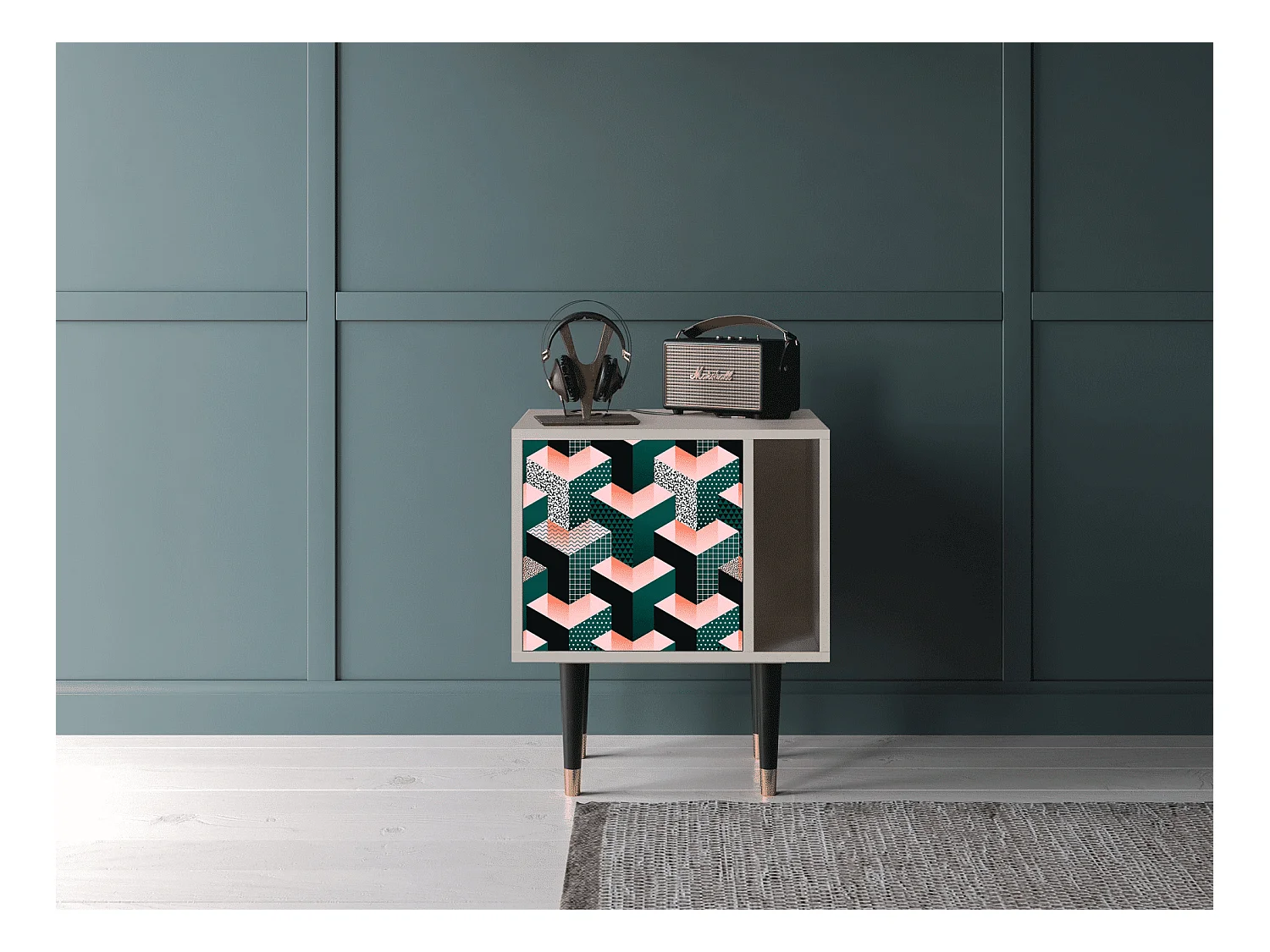 Table de nuit - 57х69х48 cm - S2 - Geometric Madness, Sable