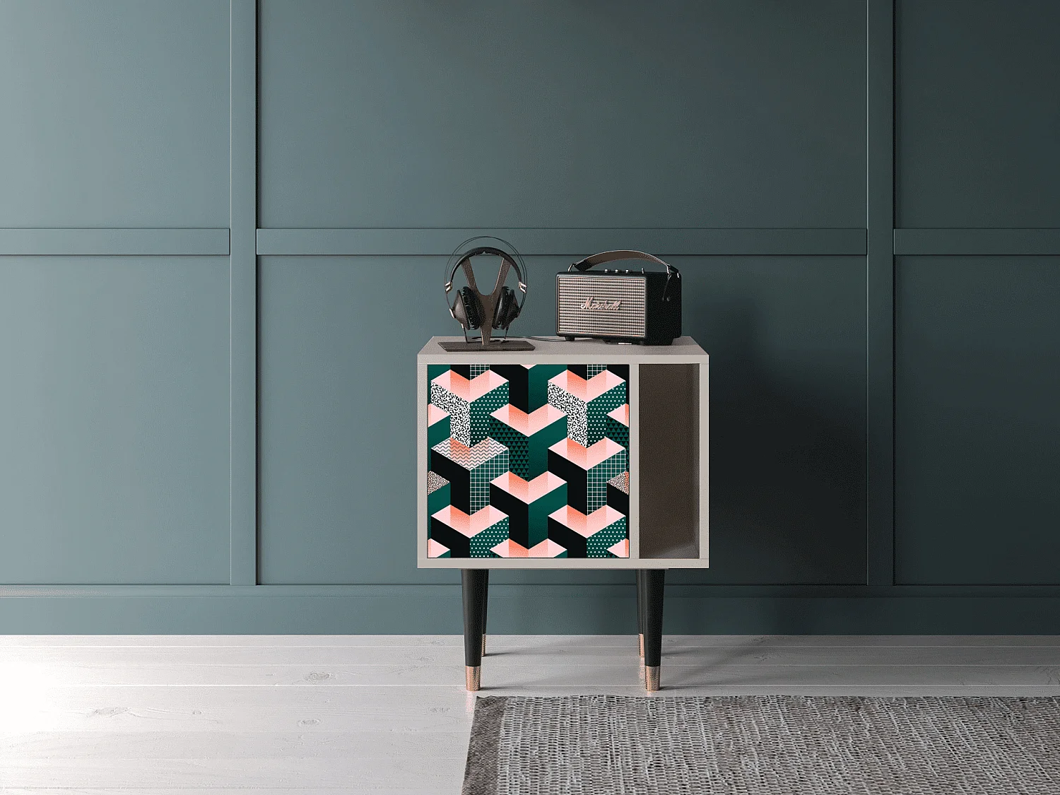 Table de nuit - 57х69х48 cm - S2 - Geometric Madness, Sable