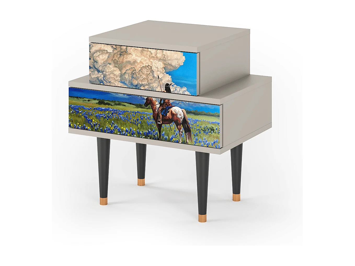 Stolik nocny - 58х58х41 cm - NS1 - Thunderheads by Dean, Piaskowy