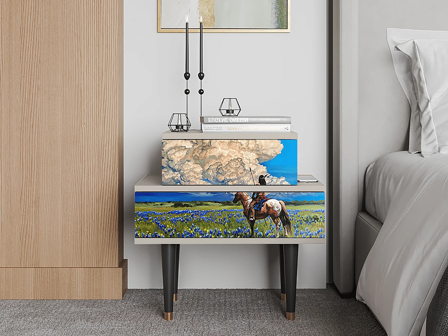 Table de nuit - 58х58х41 cm - NS1 - Thunderheads by Dean, Sable