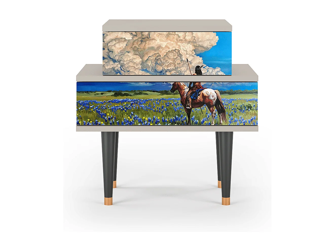 Stolik nocny - 58х58х41 cm - NS1 - Thunderheads by Dean, Piaskowy