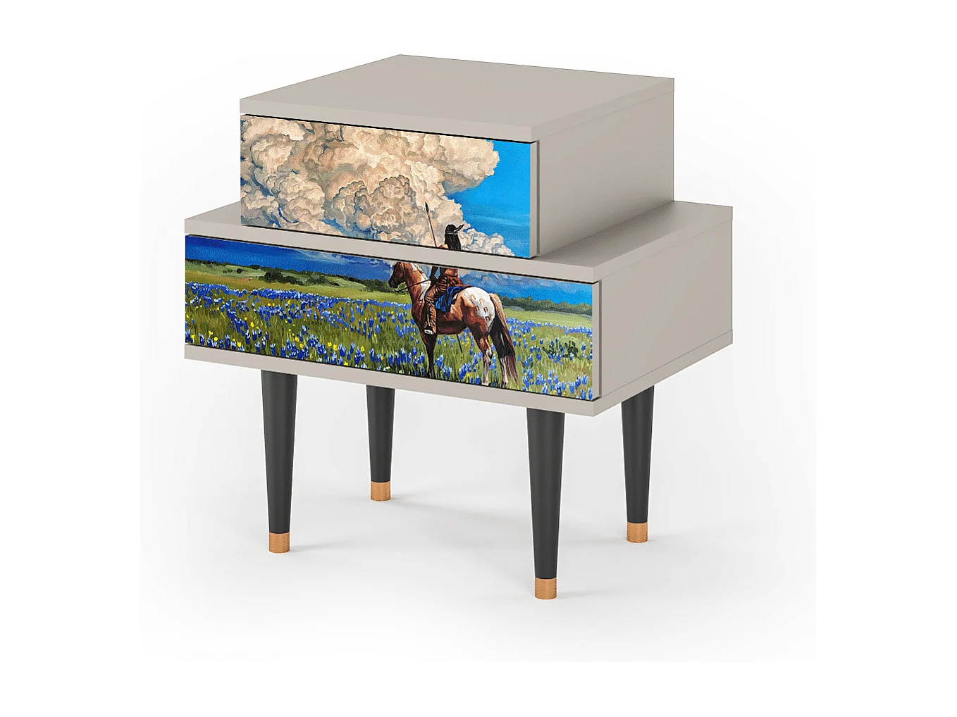 Stolik nocny - 58х58х41 cm - NS1 - Thunderheads by Dean, Piaskowy