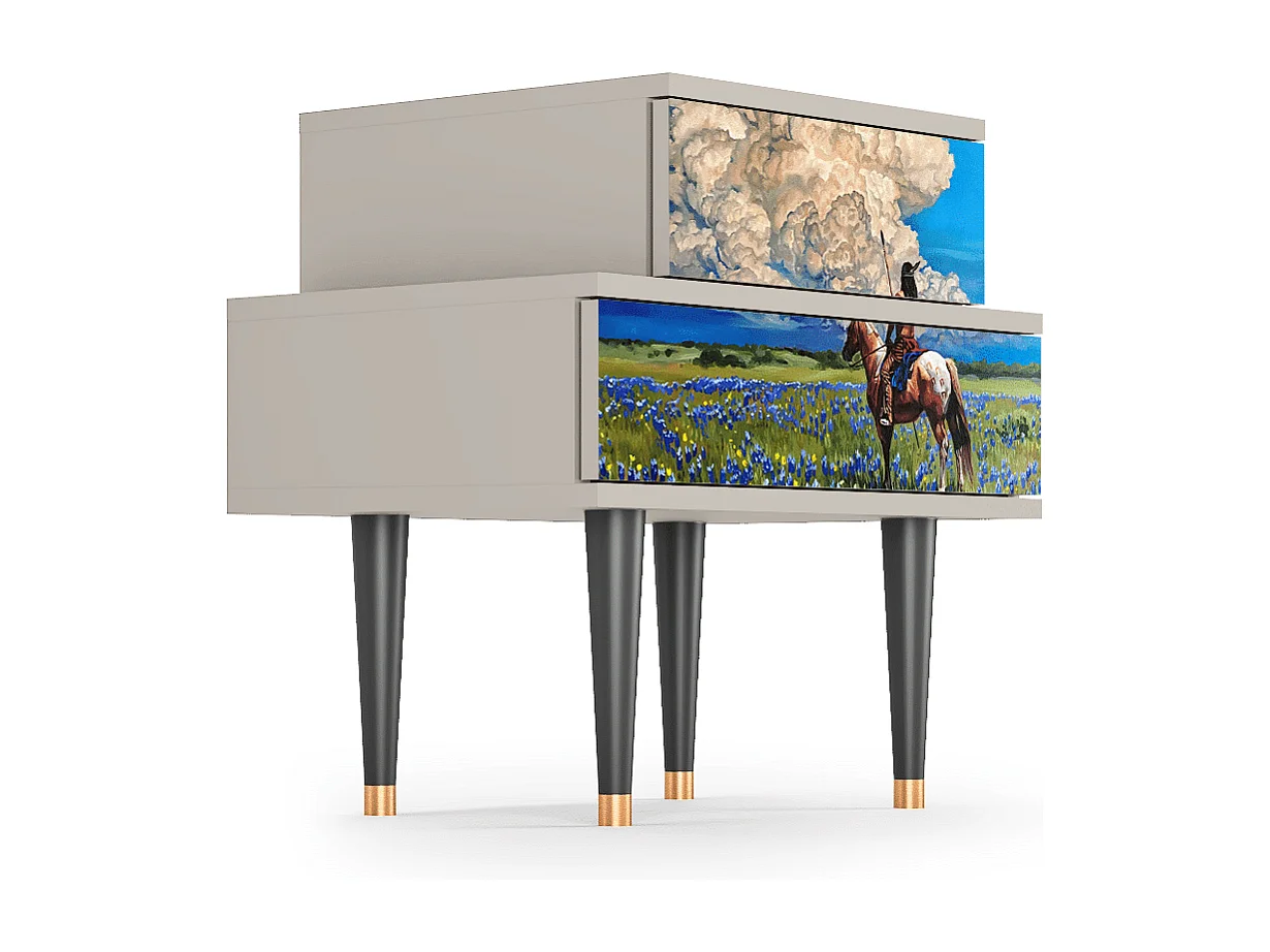 Stolik nocny - 58х58х41 cm - NS1 - Thunderheads by Dean, Piaskowy