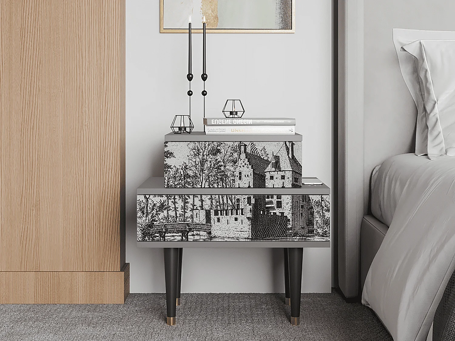 Table de nuit - 58х58х41 cm - NS1 - Castle by Breugel, Gris