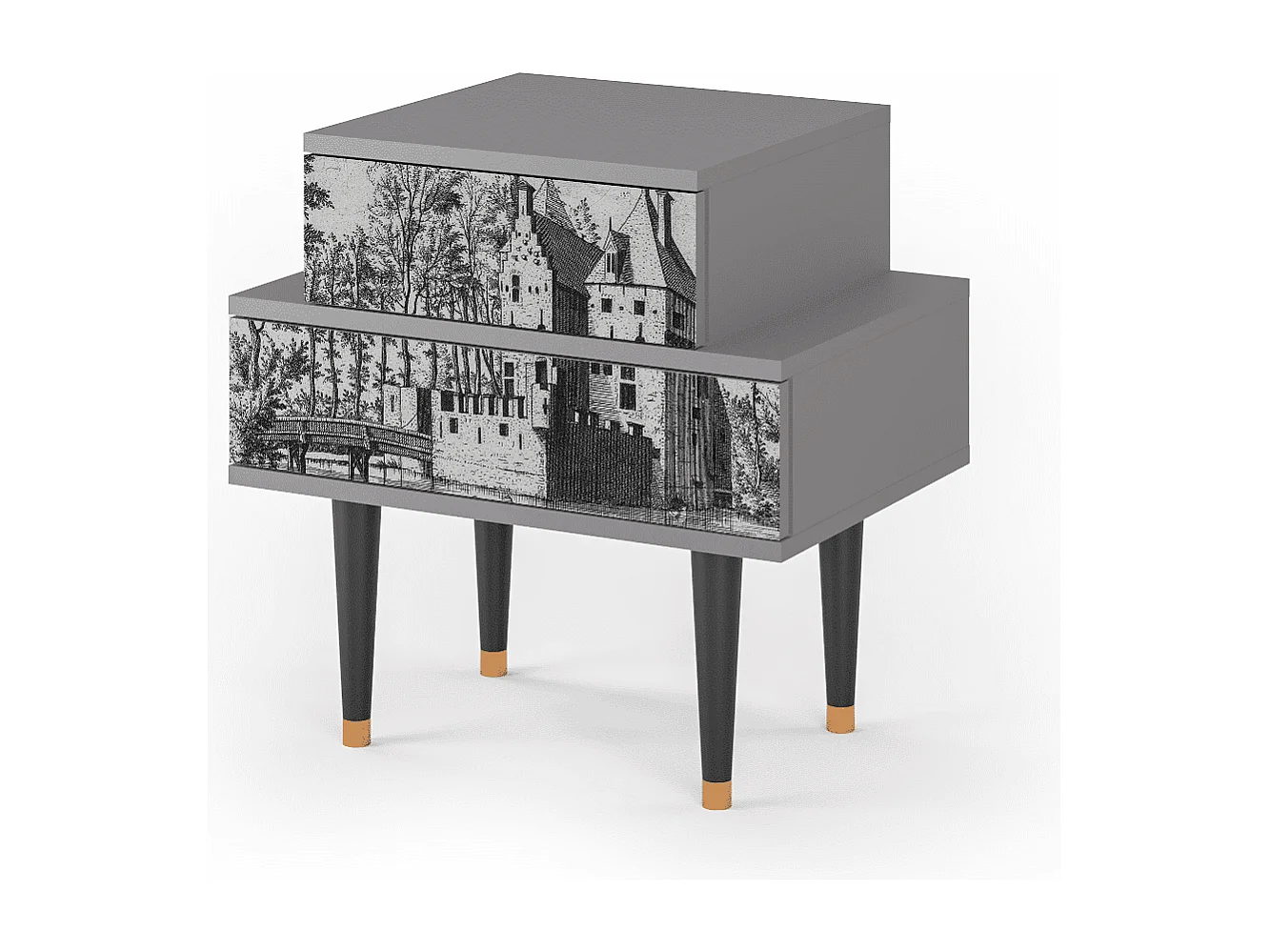 Stolik nocny - 58х58х41 cm - NS1 - Castle by Breugel, Szary