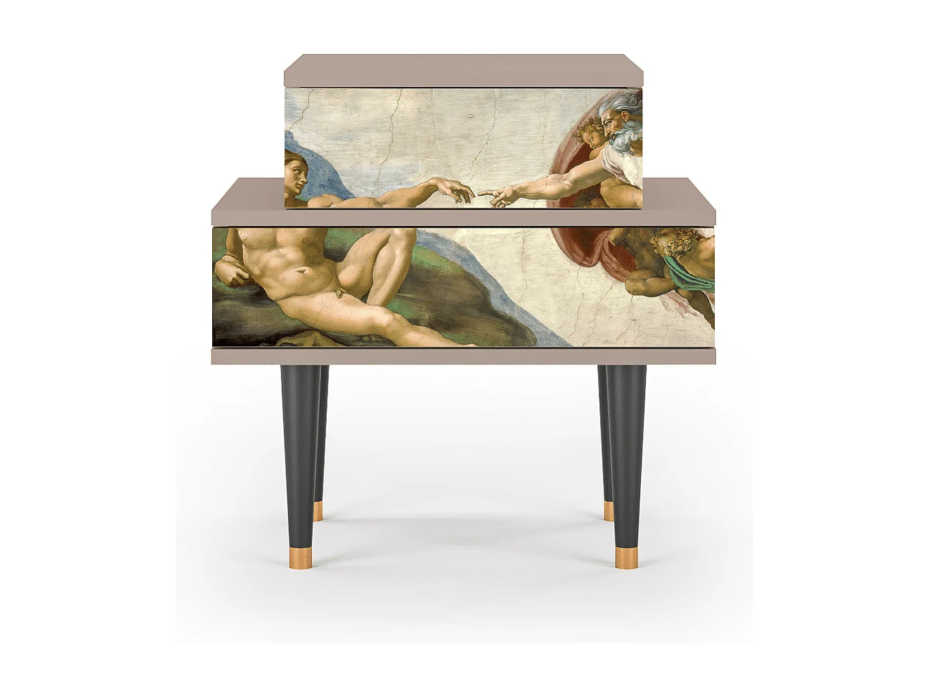 Stolik nocny - 58х58х41 cm - NS1 - The Creation of Adam, Latte