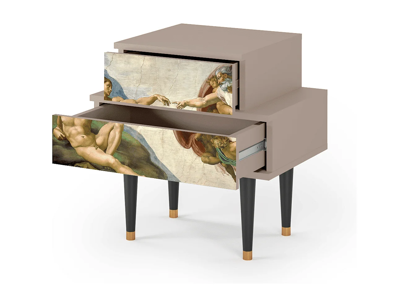 Stolik nocny - 58х58х41 cm - NS1 - The Creation of Adam, Latte