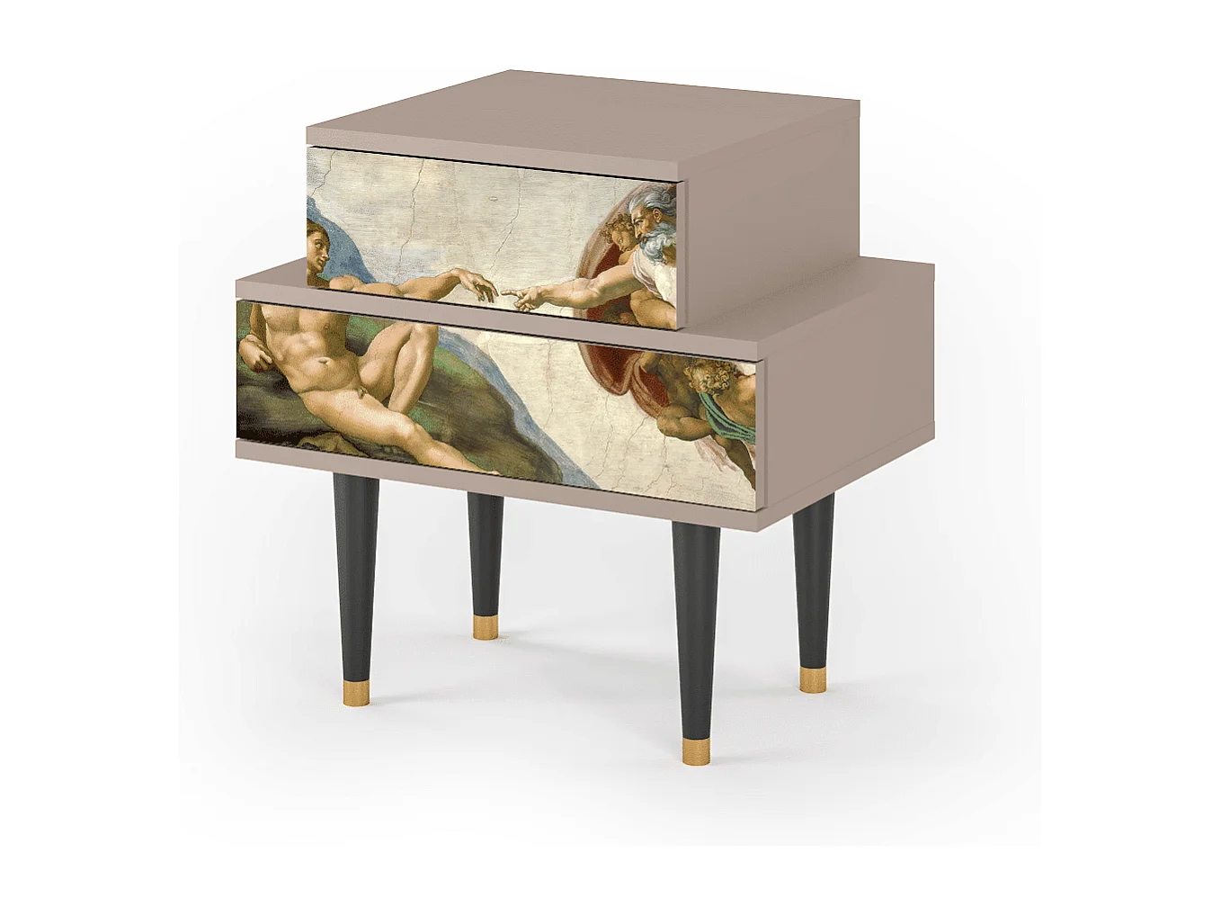 Stolik nocny - 58х58х41 cm - NS1 - The Creation of Adam, Latte