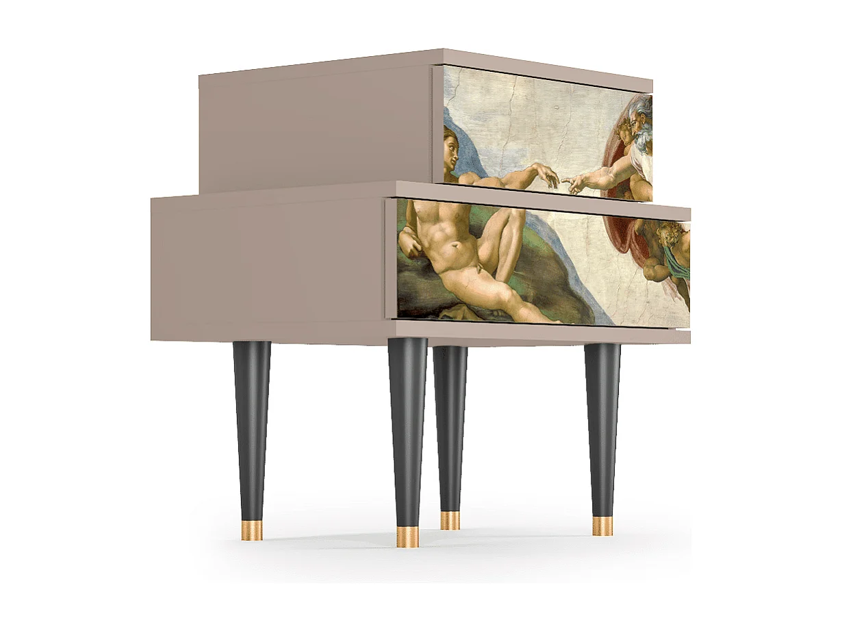 Stolik nocny - 58х58х41 cm - NS1 - The Creation of Adam, Latte