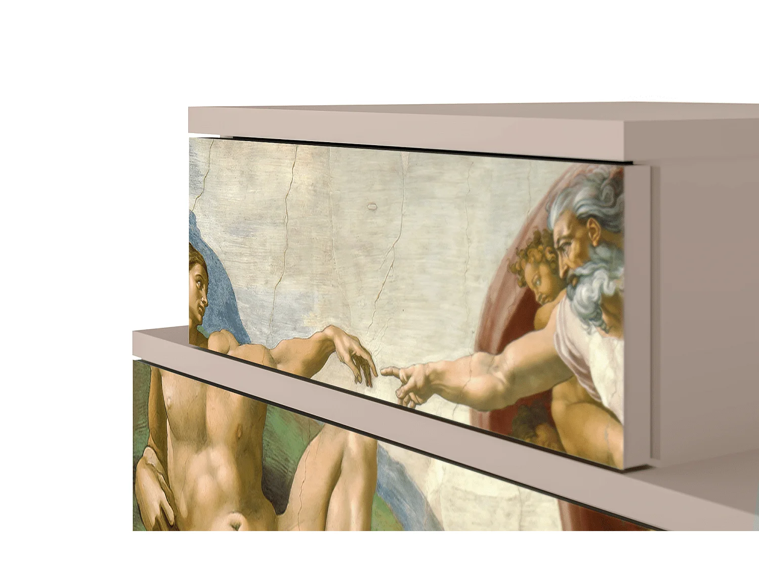 Stolik nocny - 58х58х41 cm - NS1 - The Creation of Adam, Latte