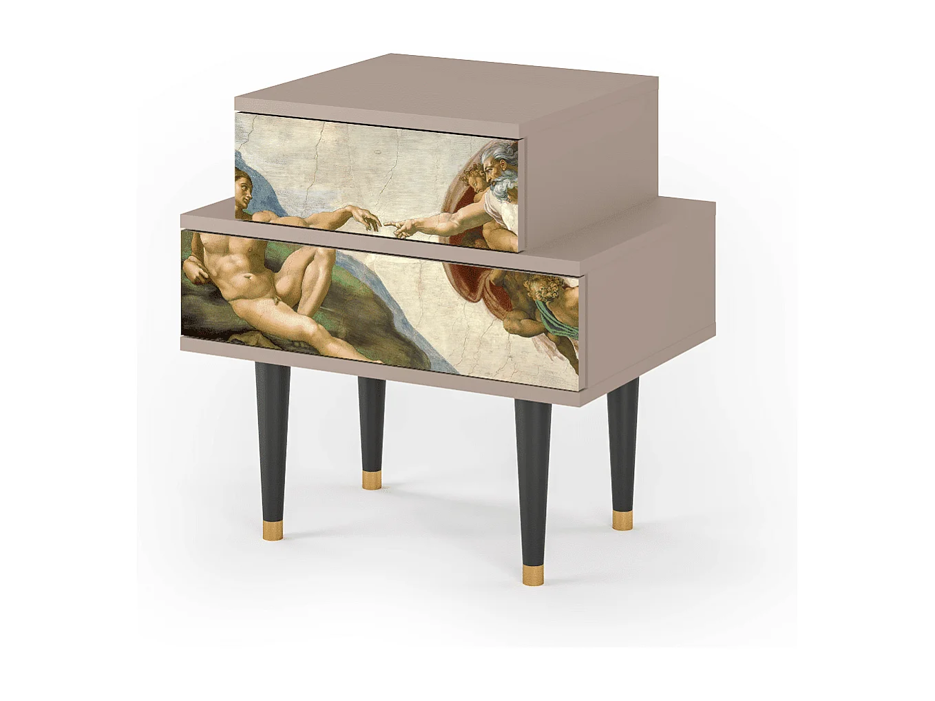 Stolik nocny - 58х58х41 cm - NS1 - The Creation of Adam, Latte