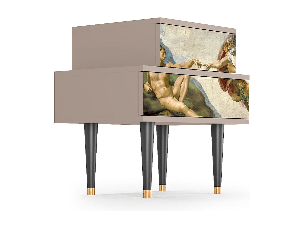Stolik nocny - 58х58х41 cm - NS1 - The Creation of Adam, Latte