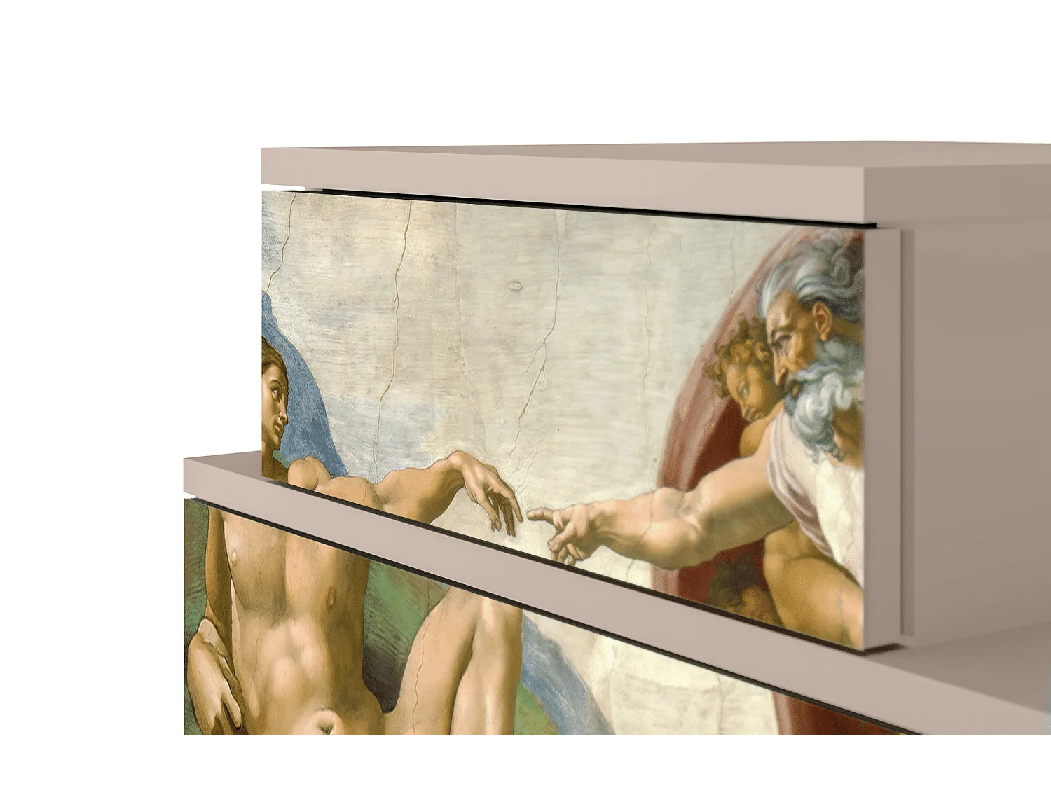 Stolik nocny - 58х58х41 cm - NS1 - The Creation of Adam, Latte