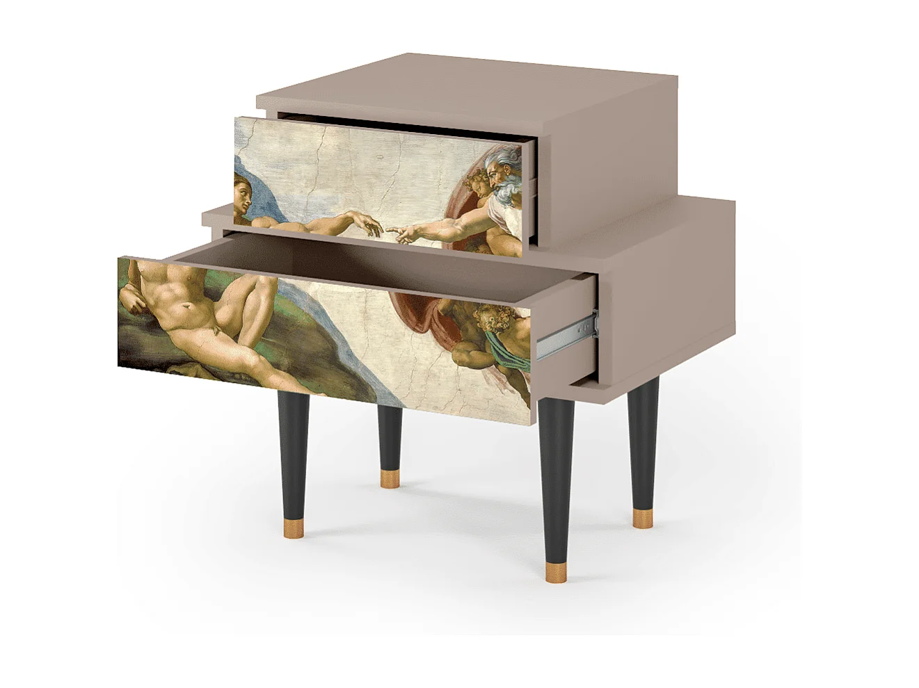 Stolik nocny - 58х58х41 cm - NS1 - The Creation of Adam, Latte