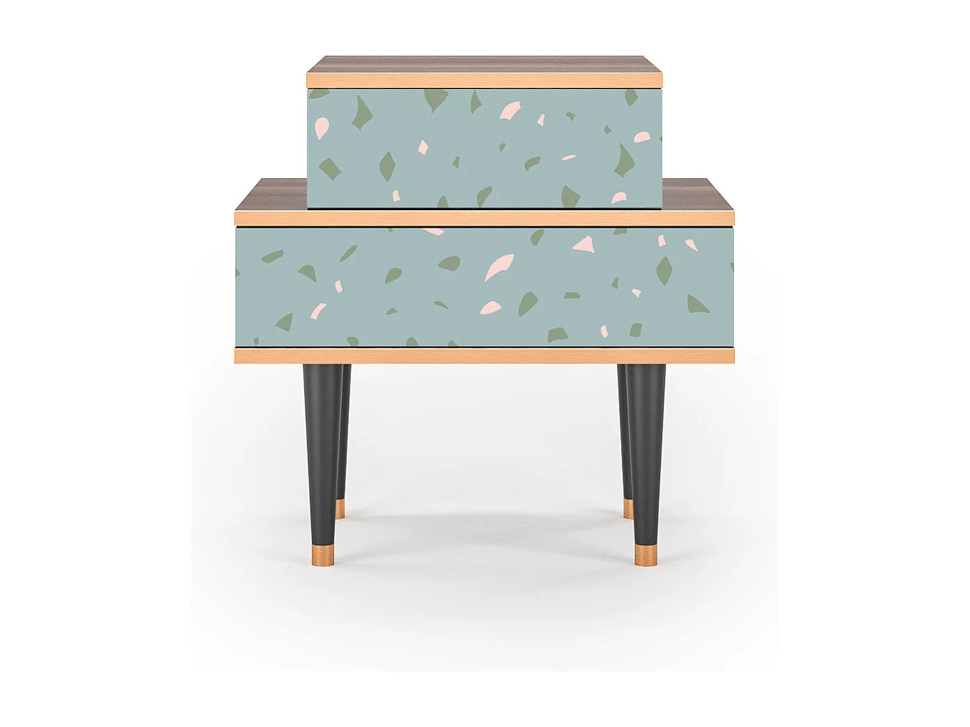 Stolik nocny - 58х58х41 cm - NS1 - Blue Drops, Orzech